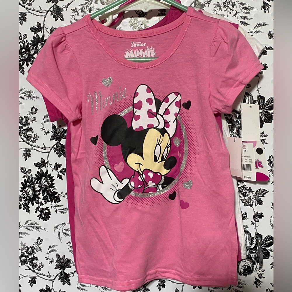 Disney Minnie Mouse Pink Kids T-Shirt 3 pack 5T